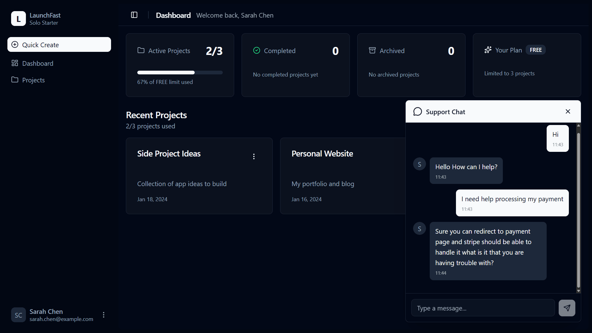 Support Chat — Admin Inbox