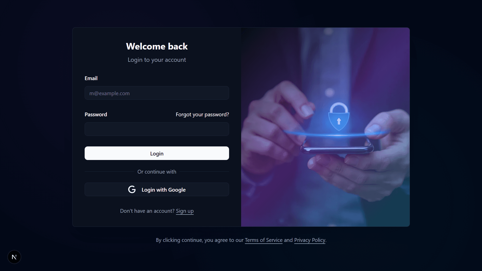 Login — Email + Google OAuth