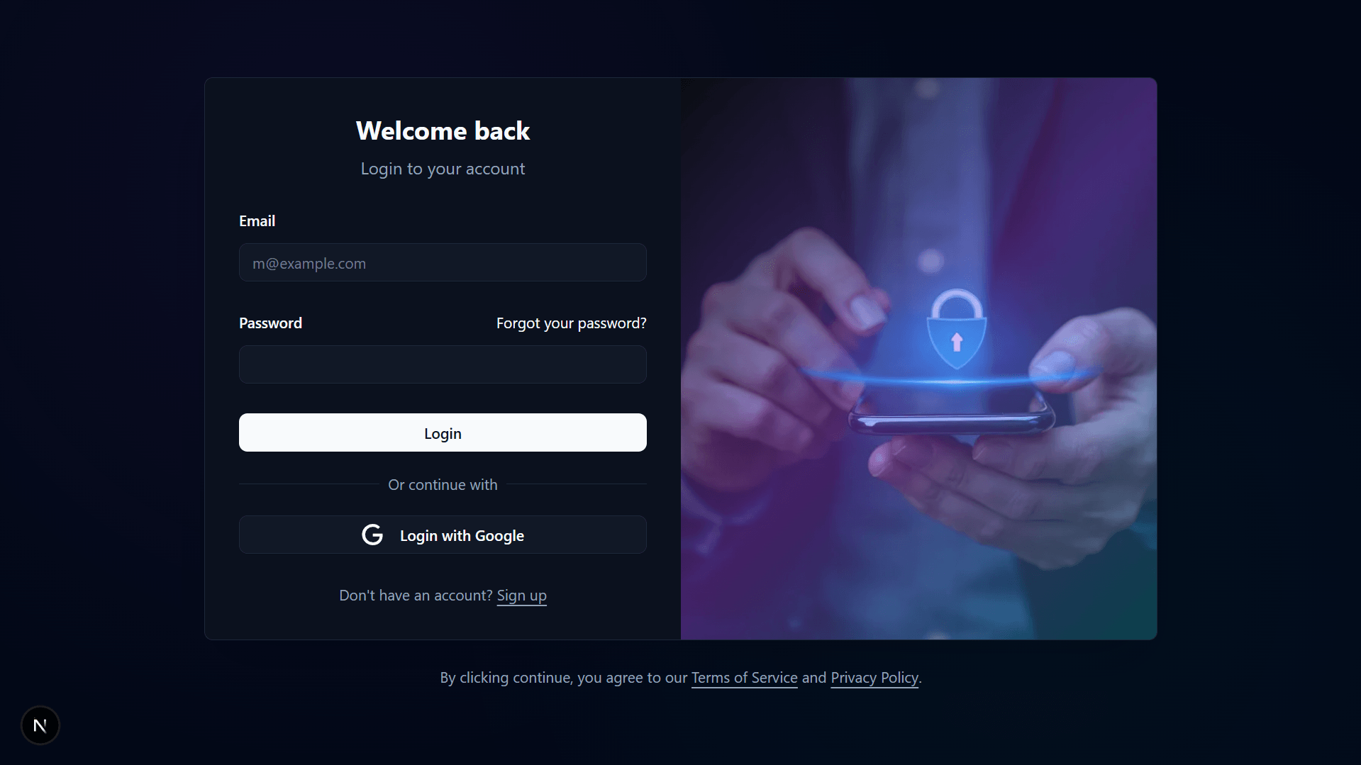 Login — Email + Google OAuth